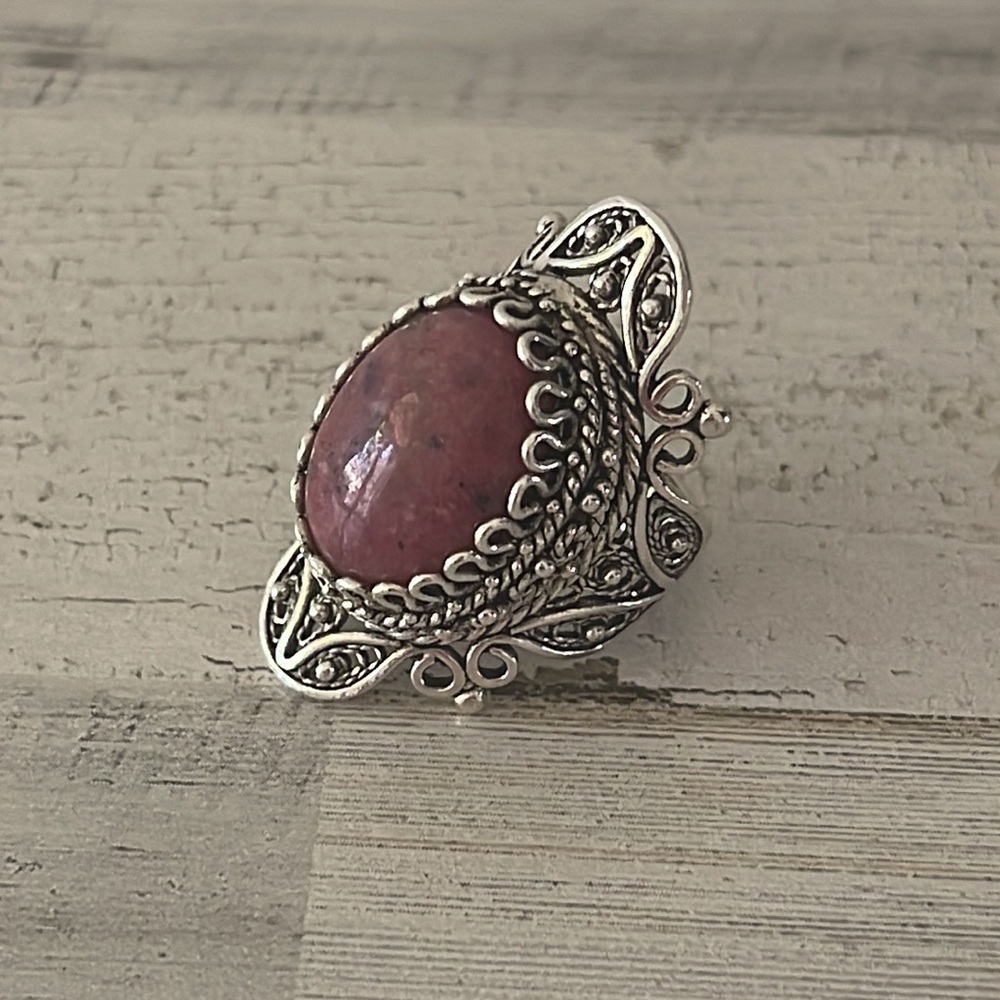 DGS Silver Rhodonite Statement Ring. - Picture 5 of 6
